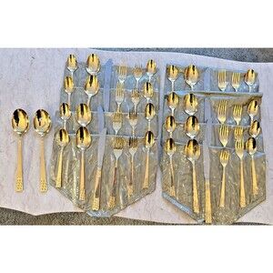 Supreme Cutlery By Towle 50 Piece Set Gold Plated Over Stainless Flatware Vtg